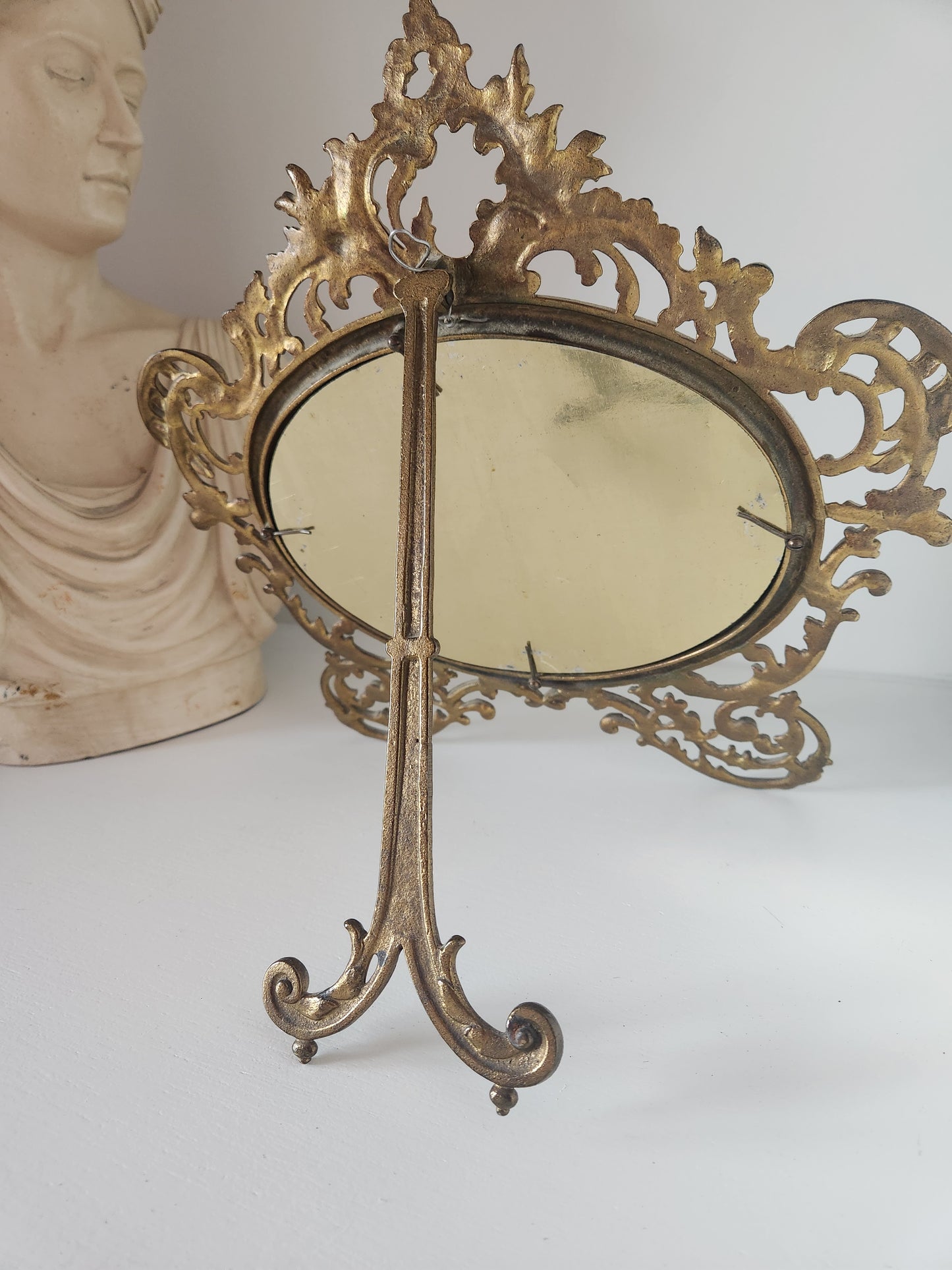 Antique Brass Tabletop Beveled Mirror
