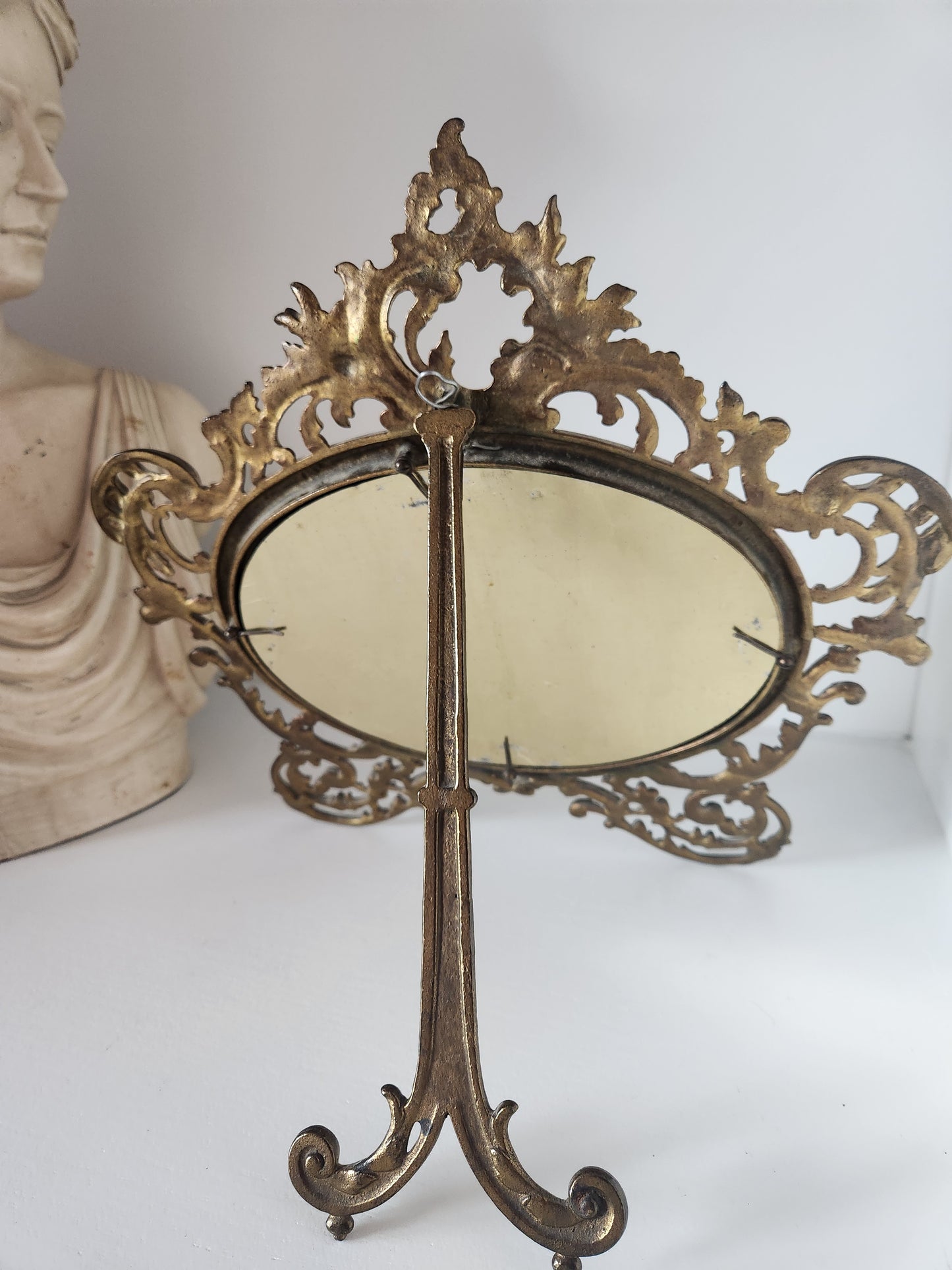 Antique Brass Tabletop Beveled Mirror