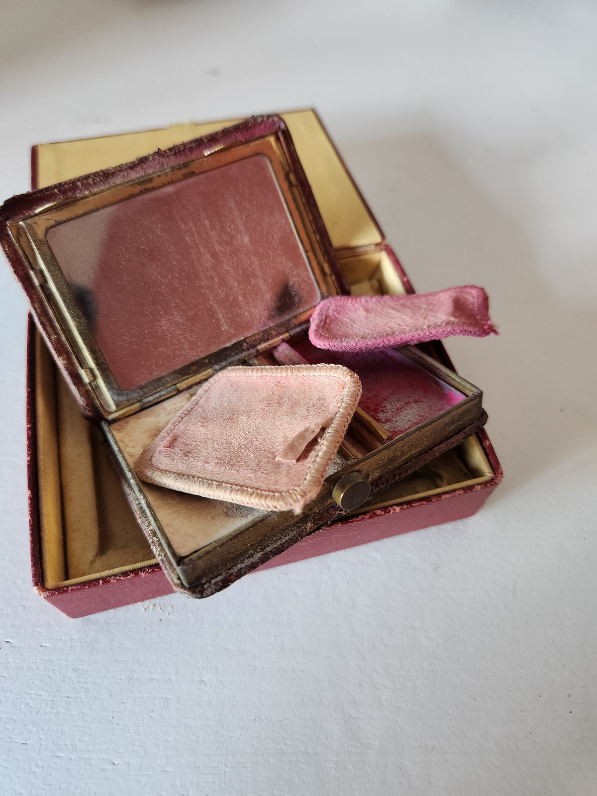 Antique Leather "Book" Powder Compact