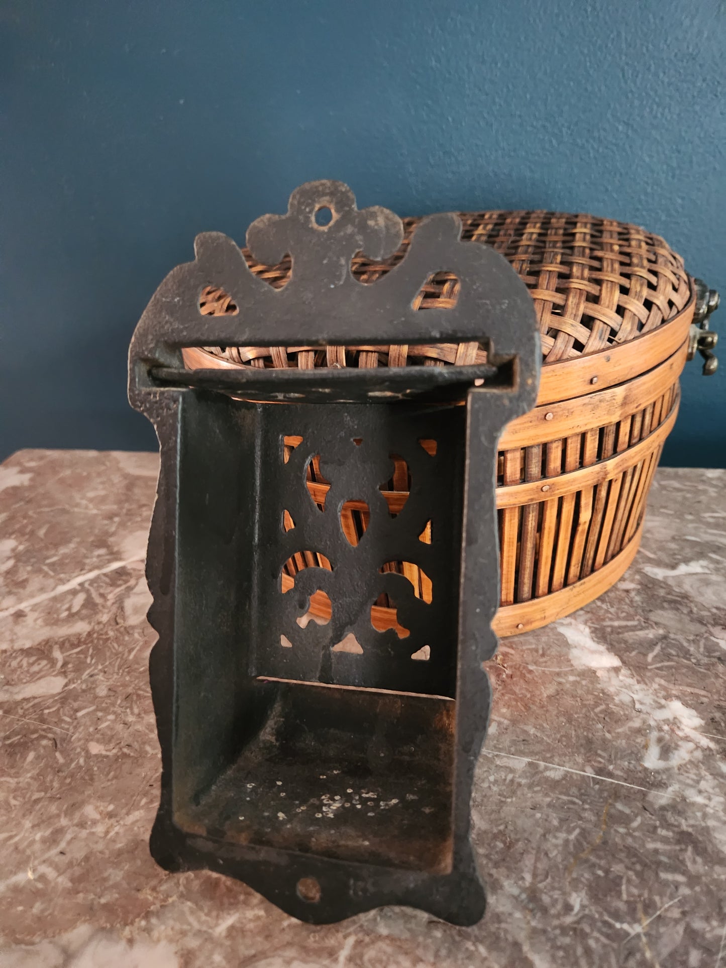Antique Cast Iron Wall-Mount Match Holder