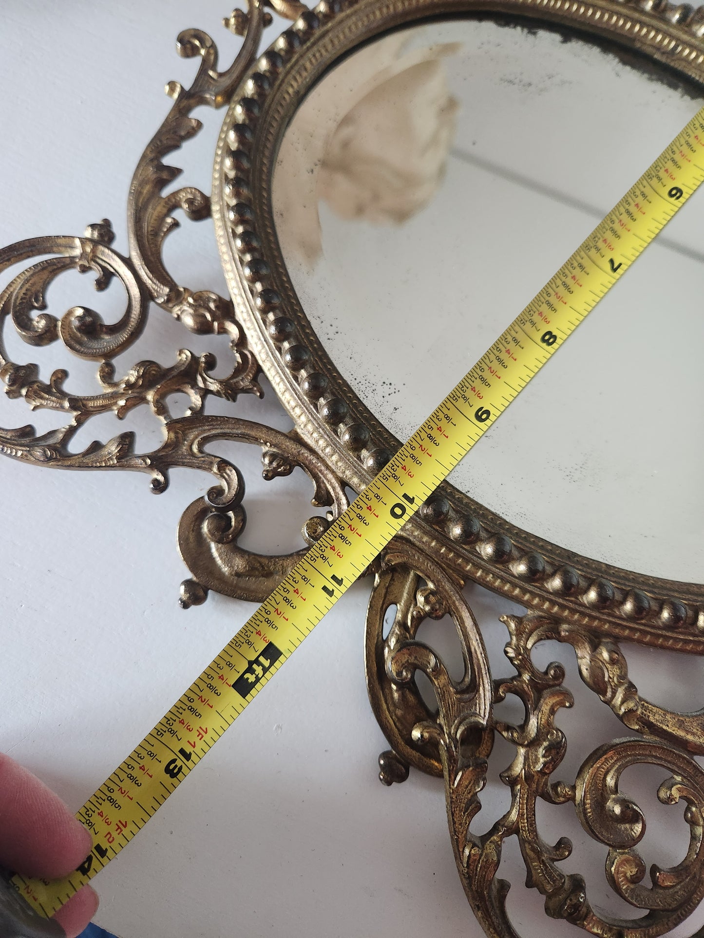 Antique Brass Tabletop Beveled Mirror