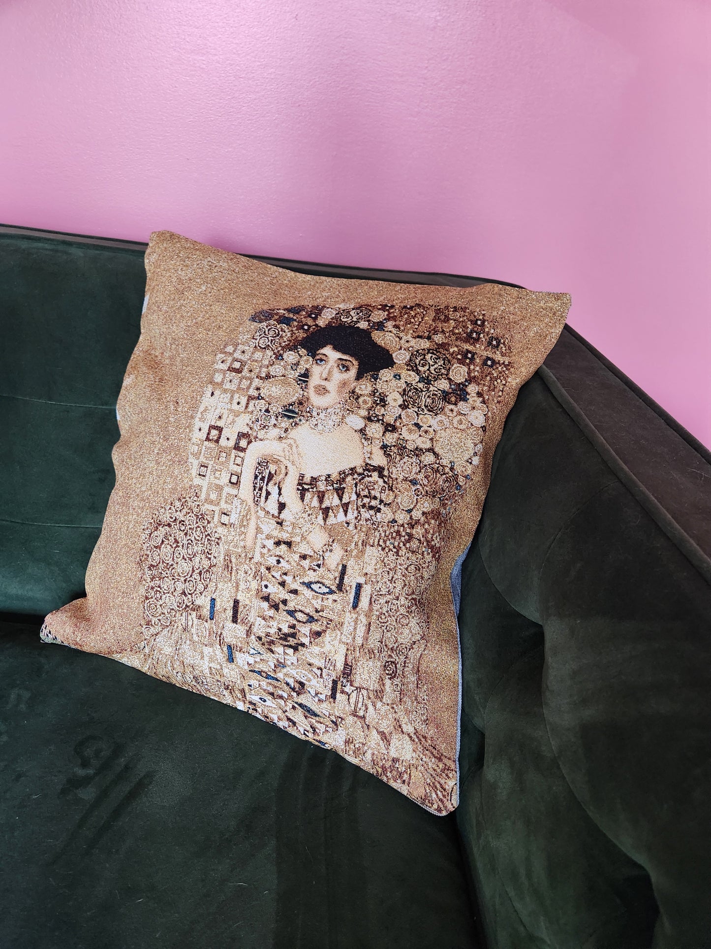 Adele by Gustav Klimt Tapestry Pillow