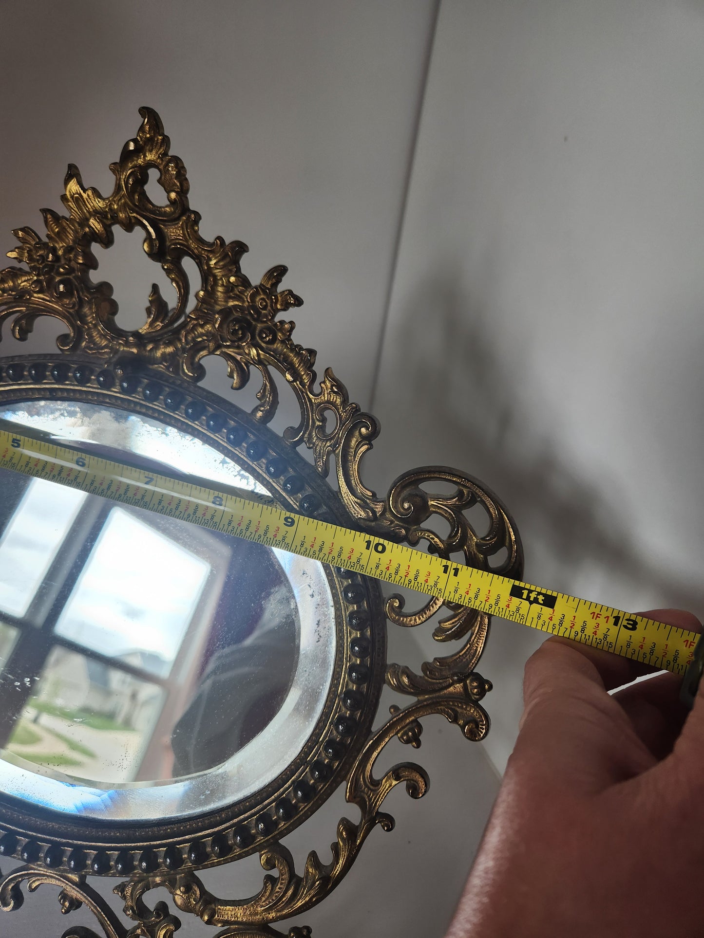 Antique Brass Tabletop Beveled Mirror