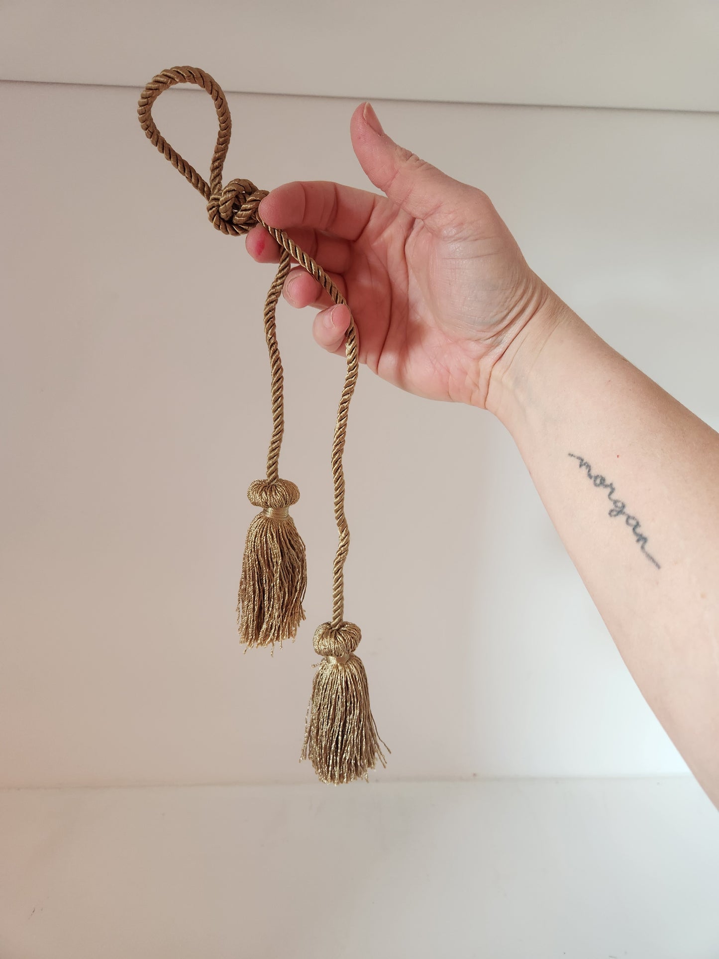 Petite Double Tassel Tieback – Olive Gold