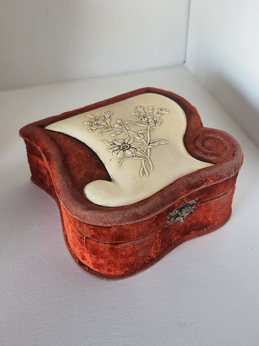 Antique Velvet and Celluloid Jewelry Box