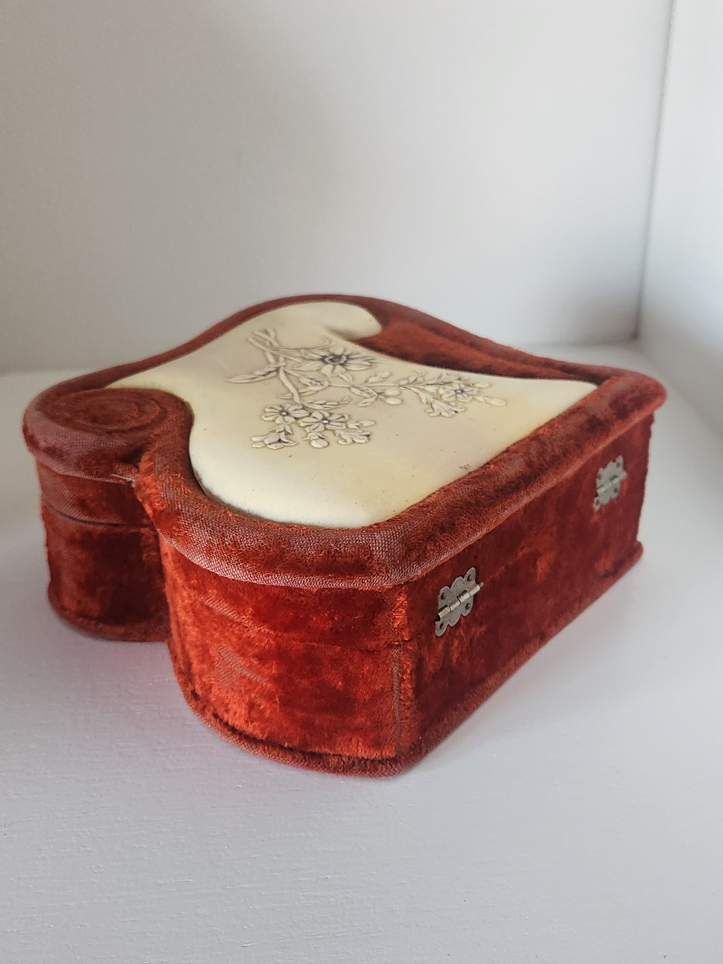 Antique Velvet and Celluloid Jewelry Box