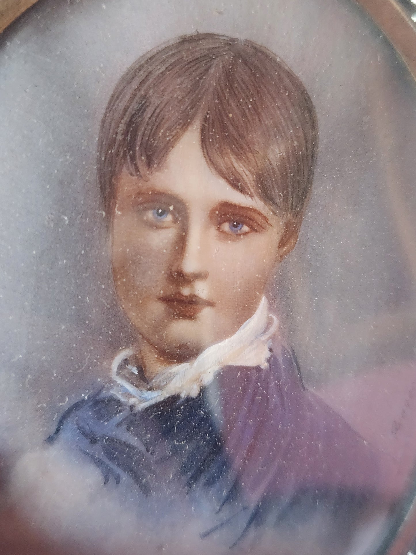 Antique Painted Portrait encased in Fillagree Frame with Pearl Embellishments