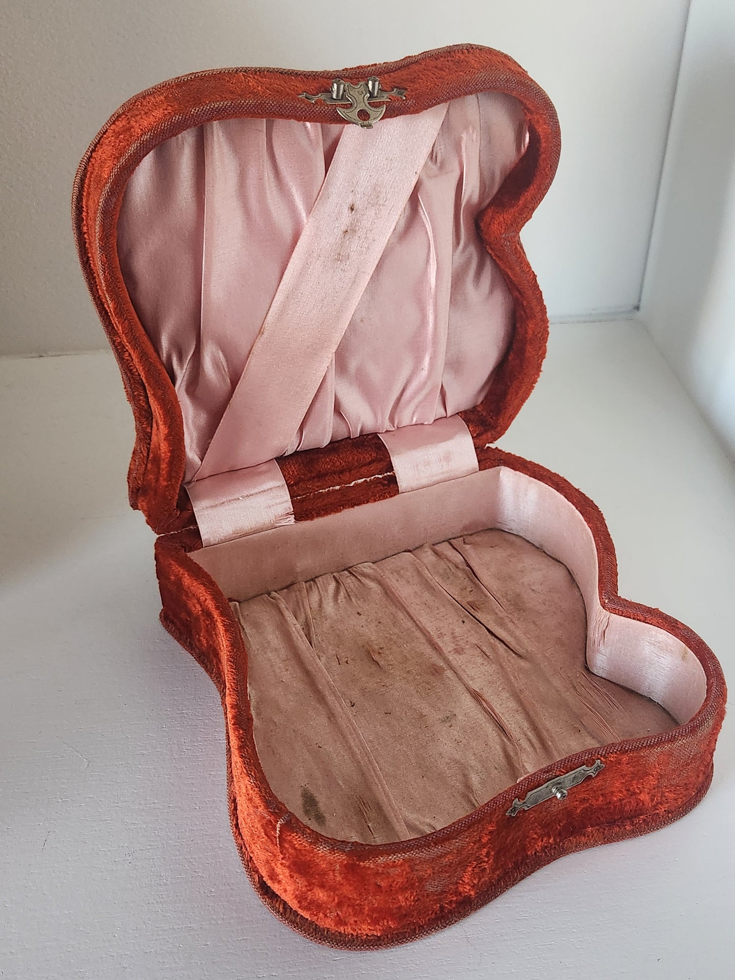 Antique Velvet and Celluloid Jewelry Box