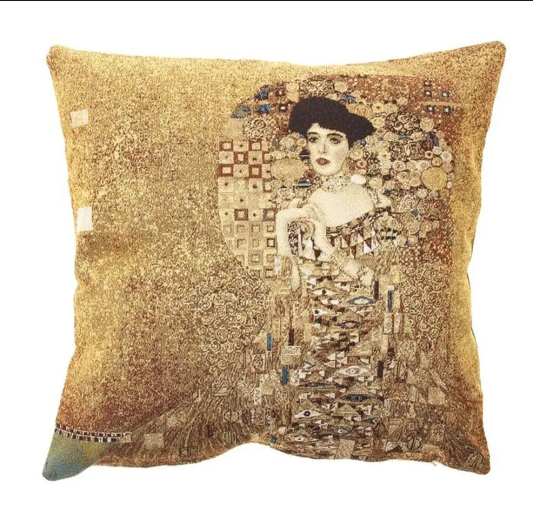 Adele by Gustav Klimt Tapestry Pillow