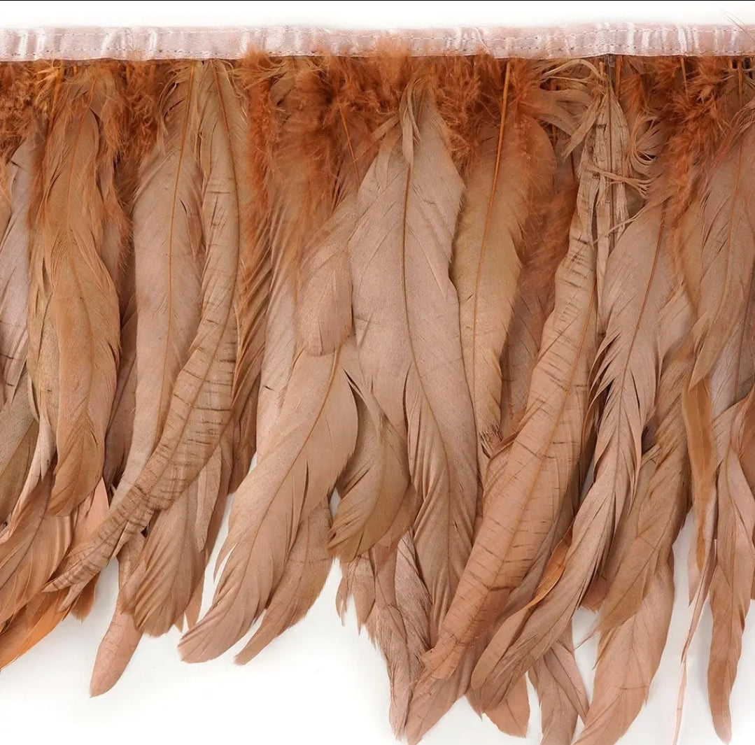 Iridescent Bronze/Blush Coque Tail Feather Fringe