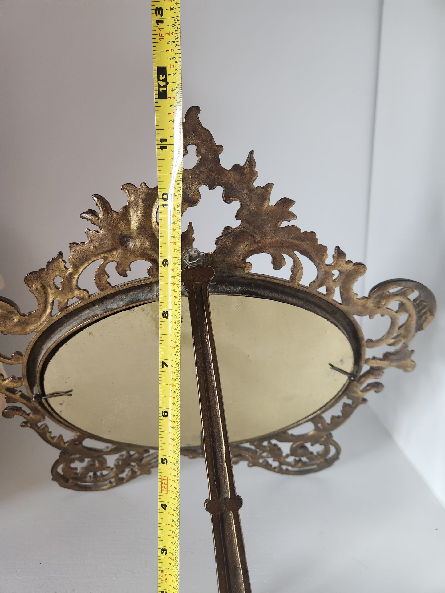 Antique Brass Tabletop Beveled Mirror