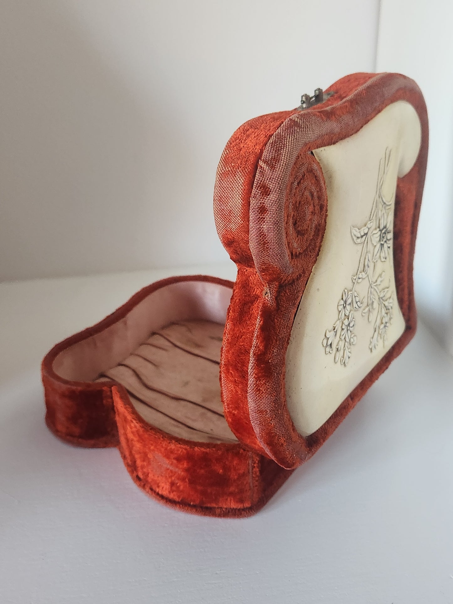 Antique Velvet and Celluloid Jewelry Box