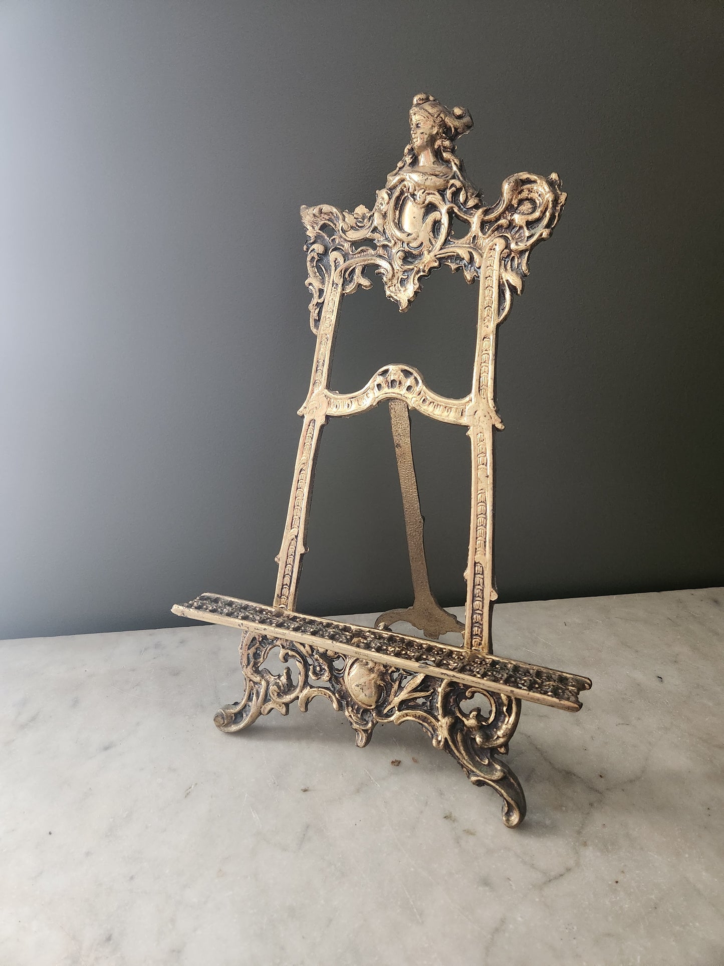 Large Ornate Brass Table Top Easel