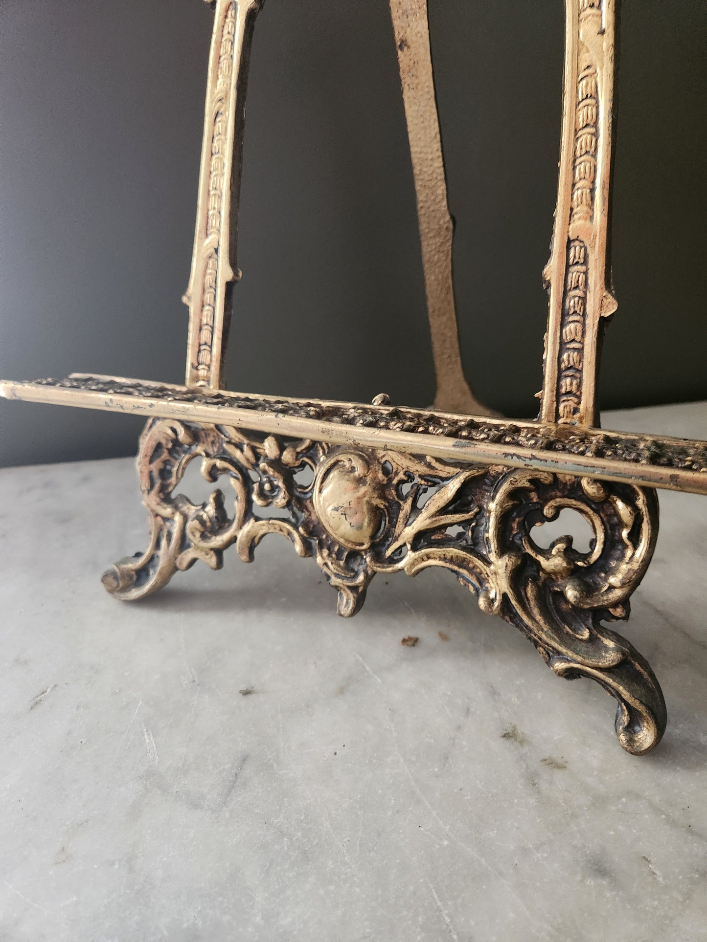 Large Ornate Brass Table Top Easel