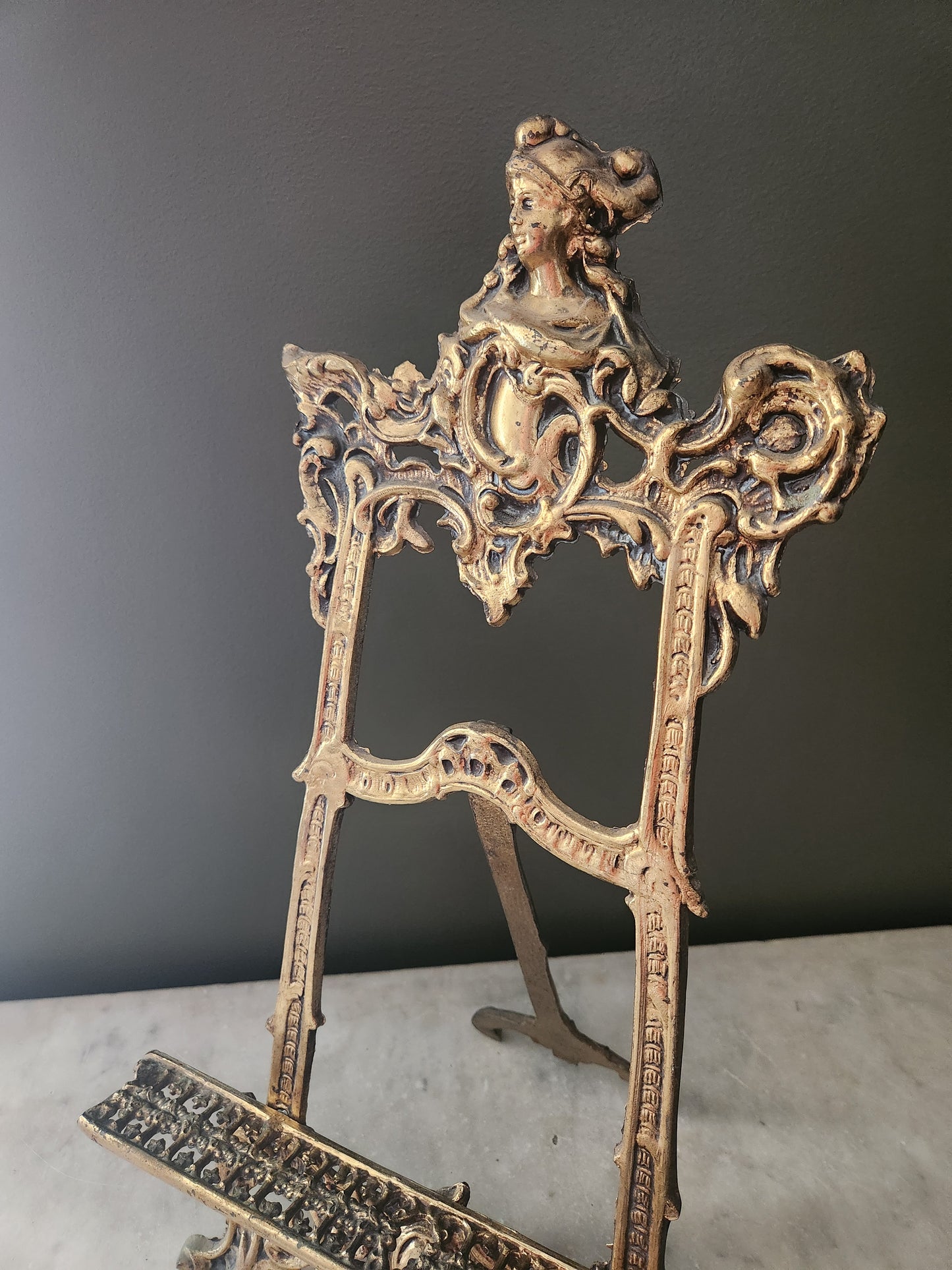 Large Ornate Brass Table Top Easel