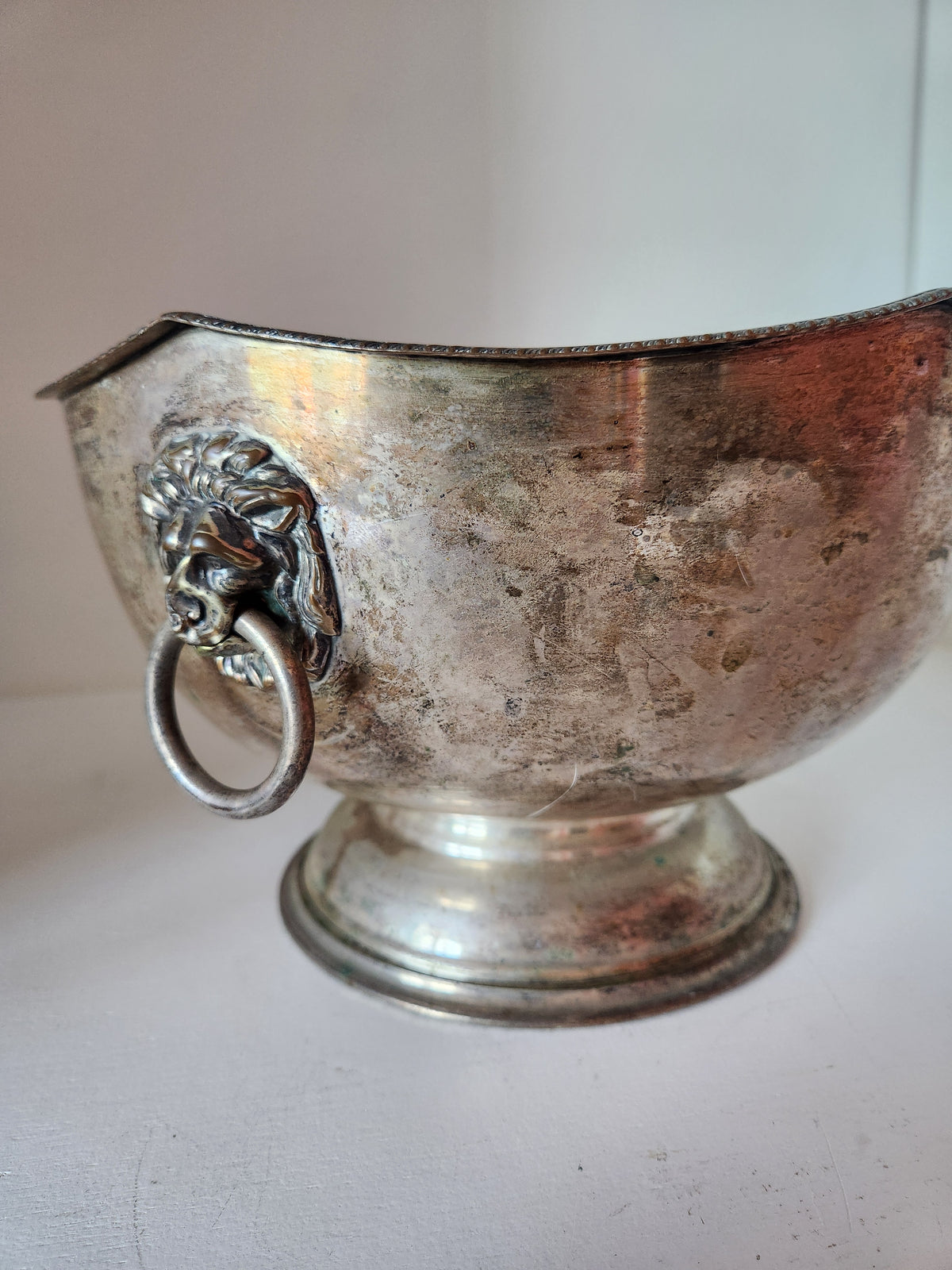 Silverplate Lion Head Champagne Bowl or Punch Bowl