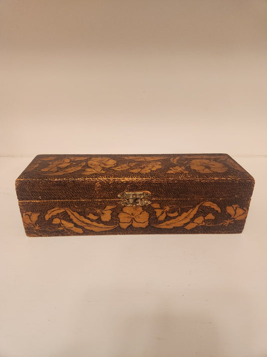 Floral Etched Pyrography Glove Box