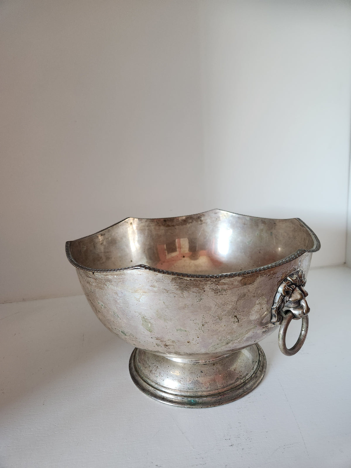 Silverplate Lion Head Champagne Bowl or Punch Bowl