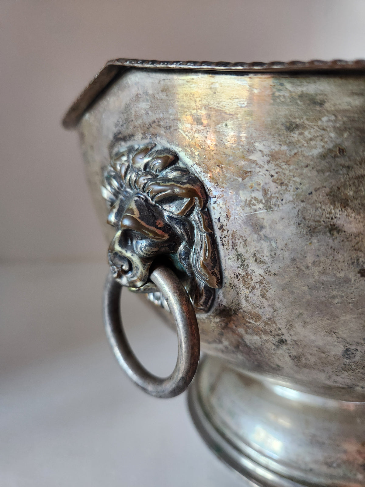 Silverplate Lion Head Champagne Bowl or Punch Bowl