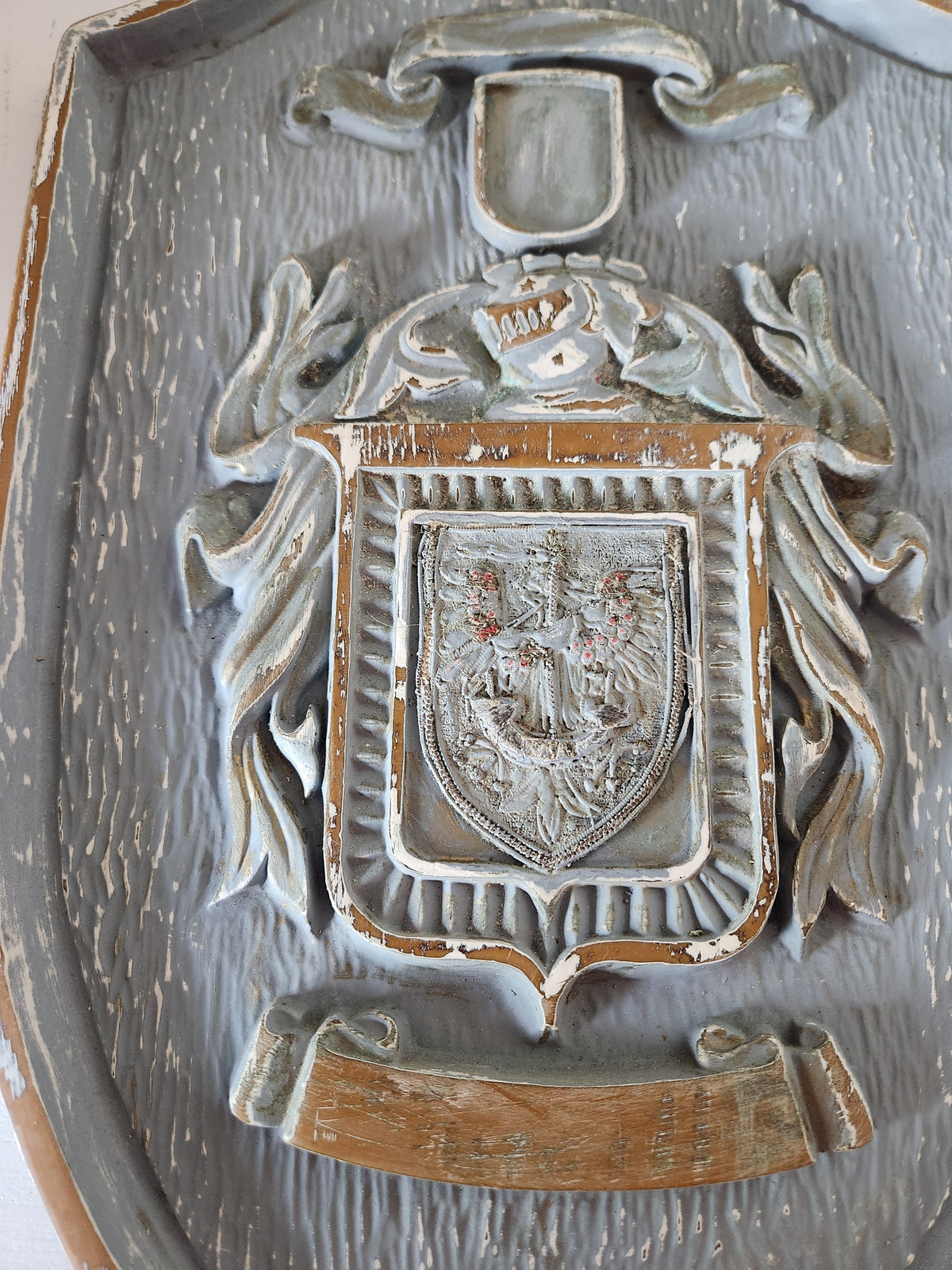 Vintage Coat-of-Arms Wooden Plaque
