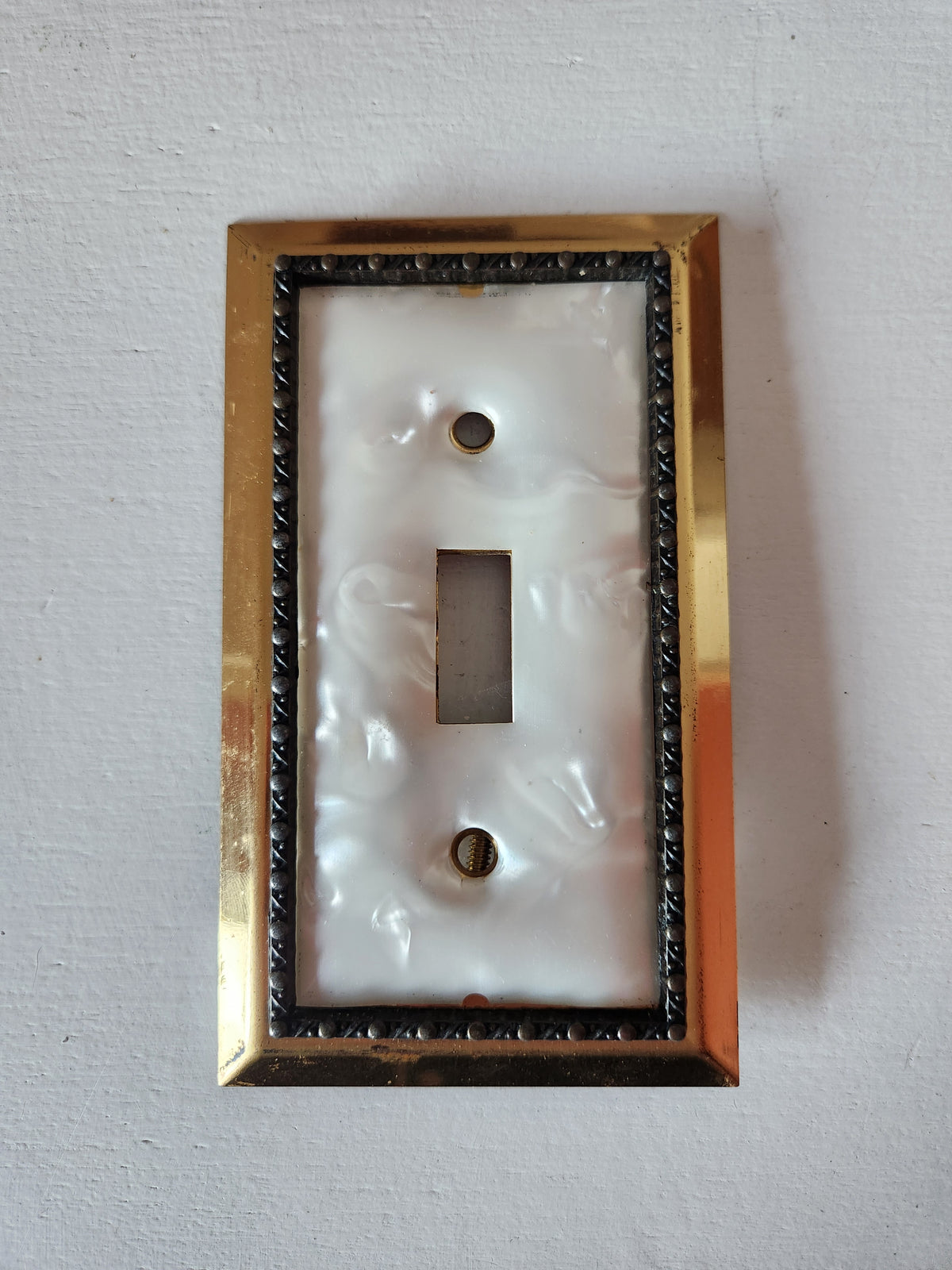 Faux Mother of Pearl and Brass Light Switch Plate