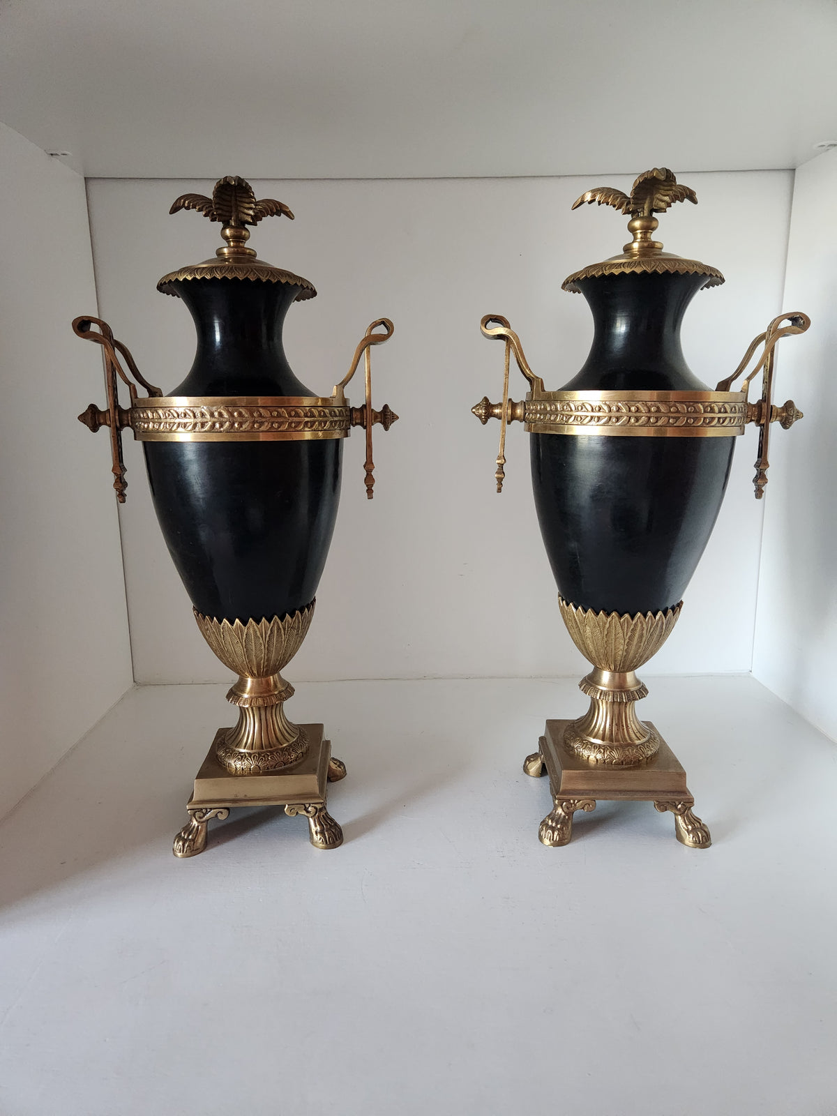 Brass Mounted Neoclassical Style Urns