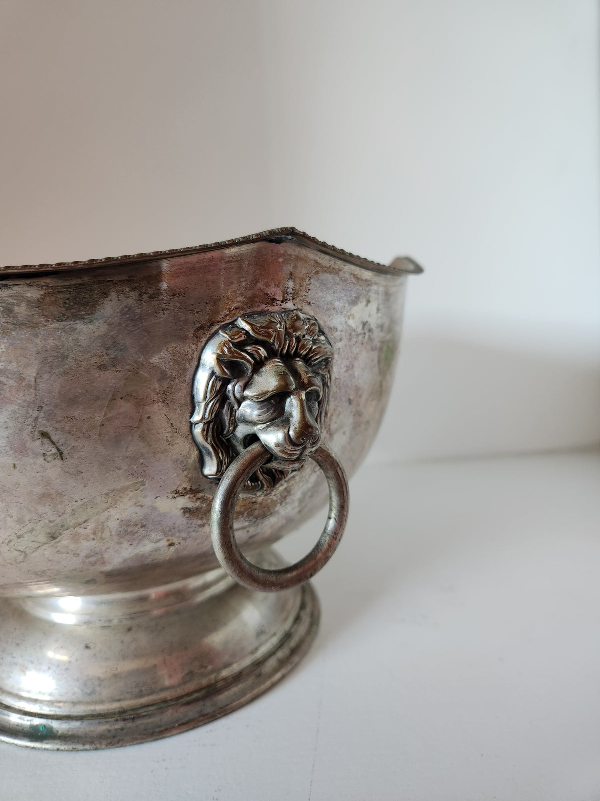 Silverplate Lion Head Champagne Bowl or Punch Bowl