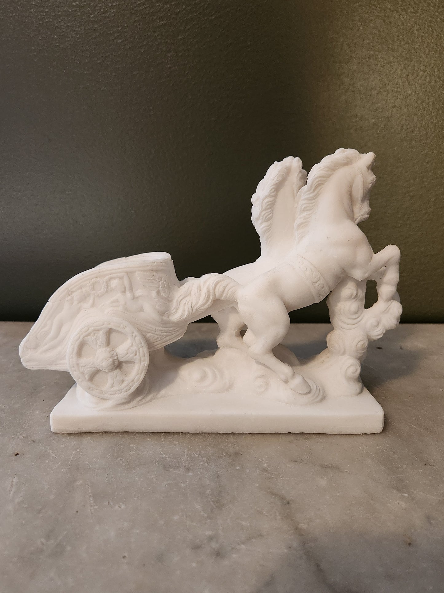 Roman Horse and Chariot Alabaster Figure