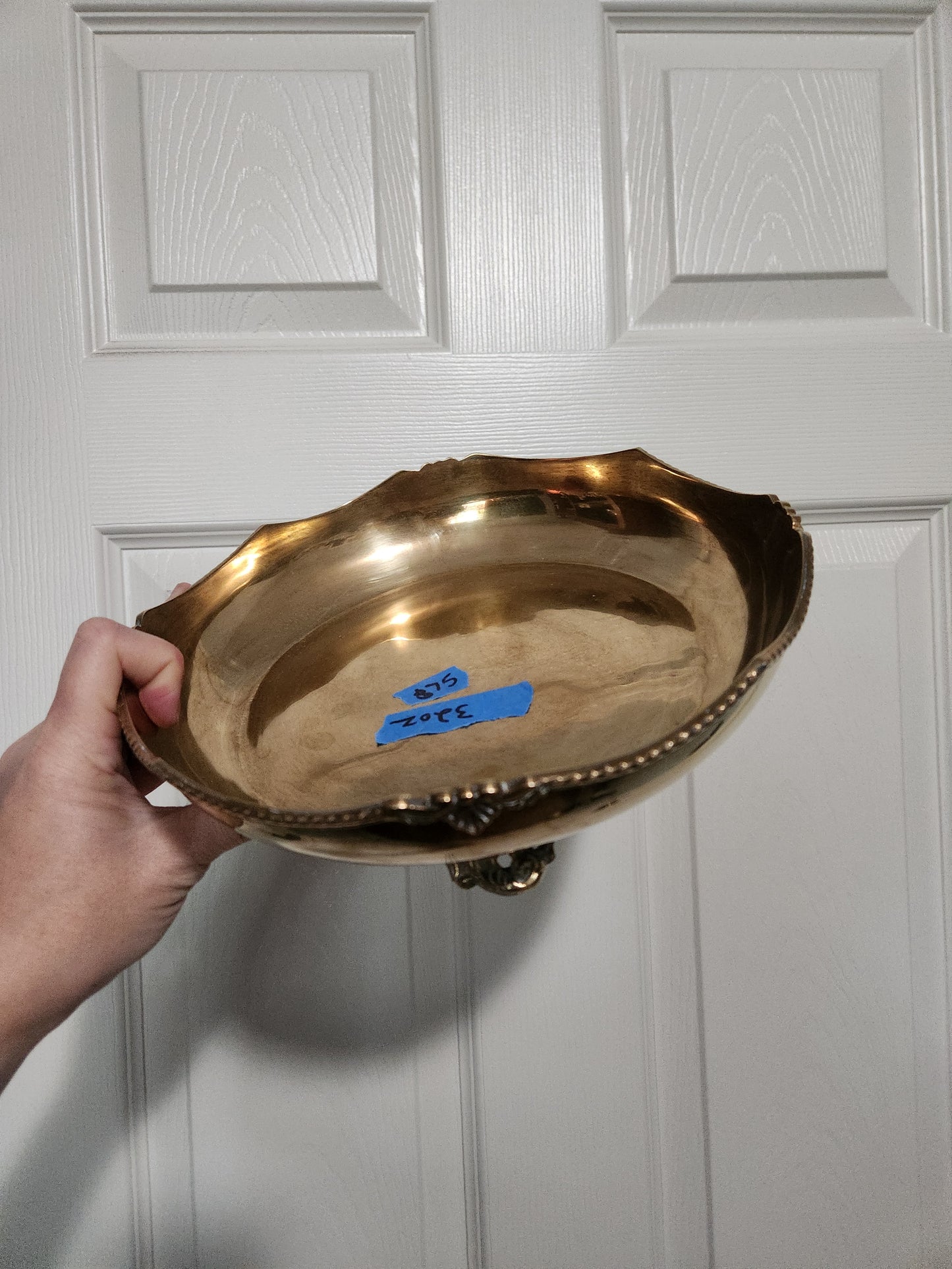Footed Brass Bowl Vessel