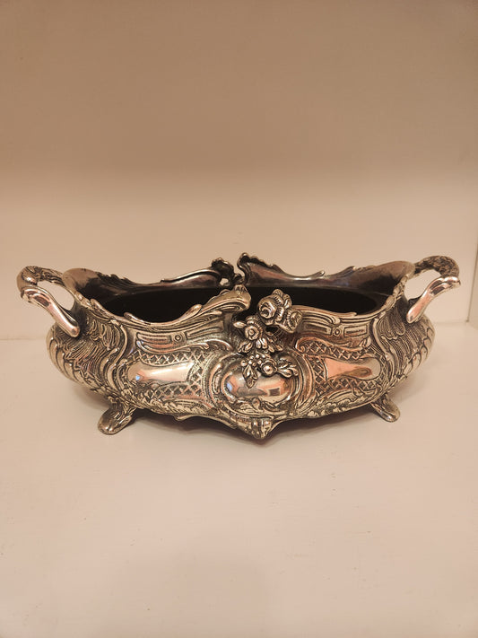 Antique French Rococo Style Jardiniere Metal Planter with Liner