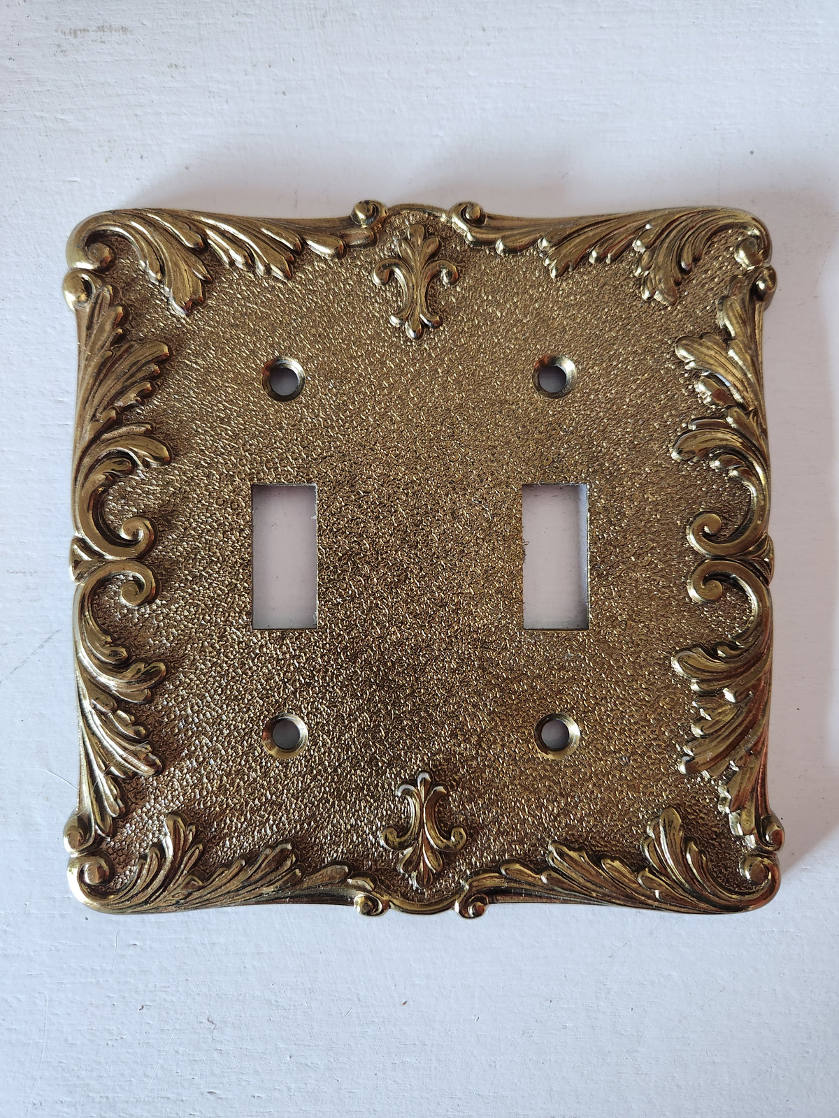 Double Switch Plate, Ornate Brass
