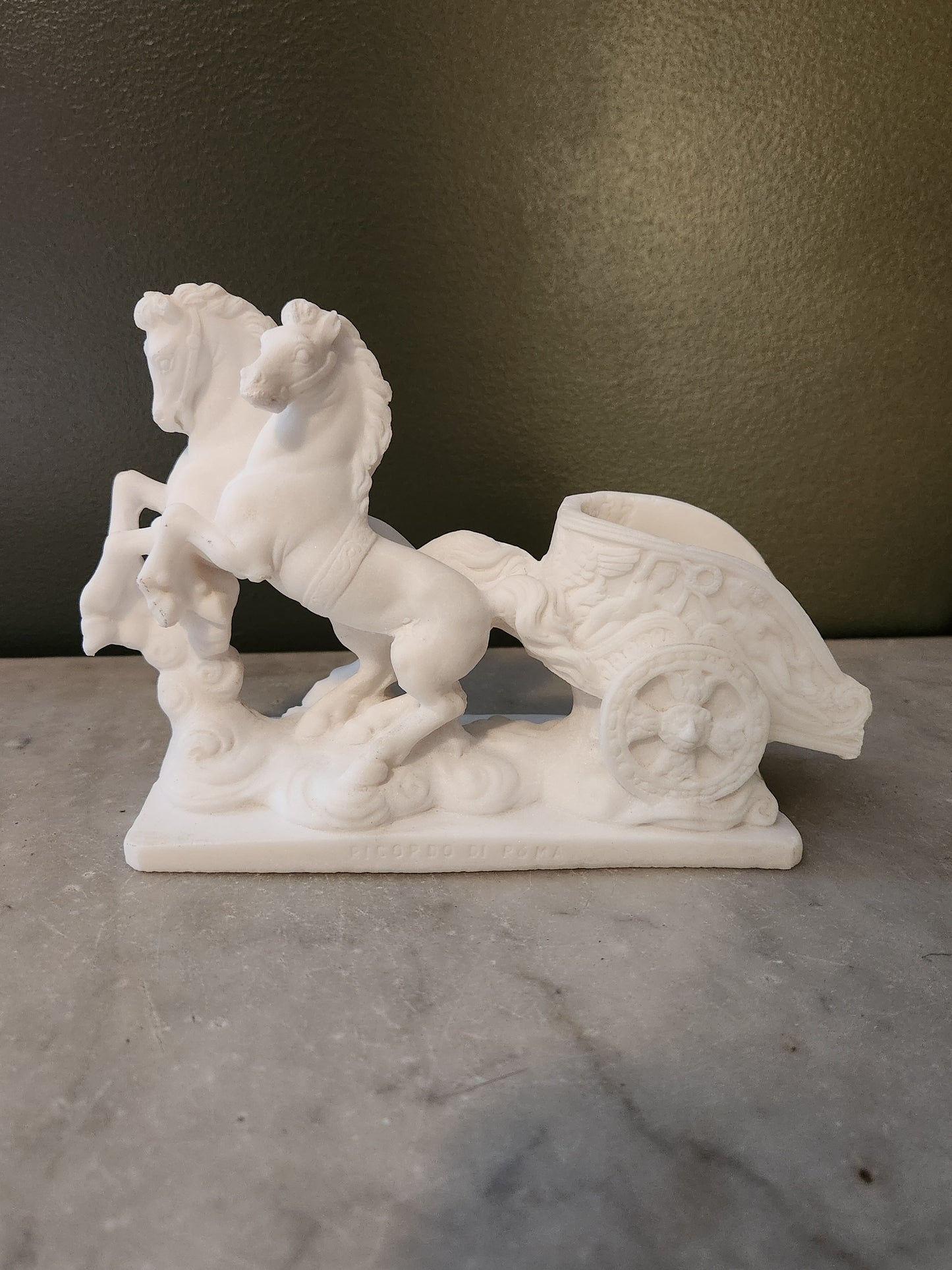 Roman Horse and Chariot Alabaster Figure