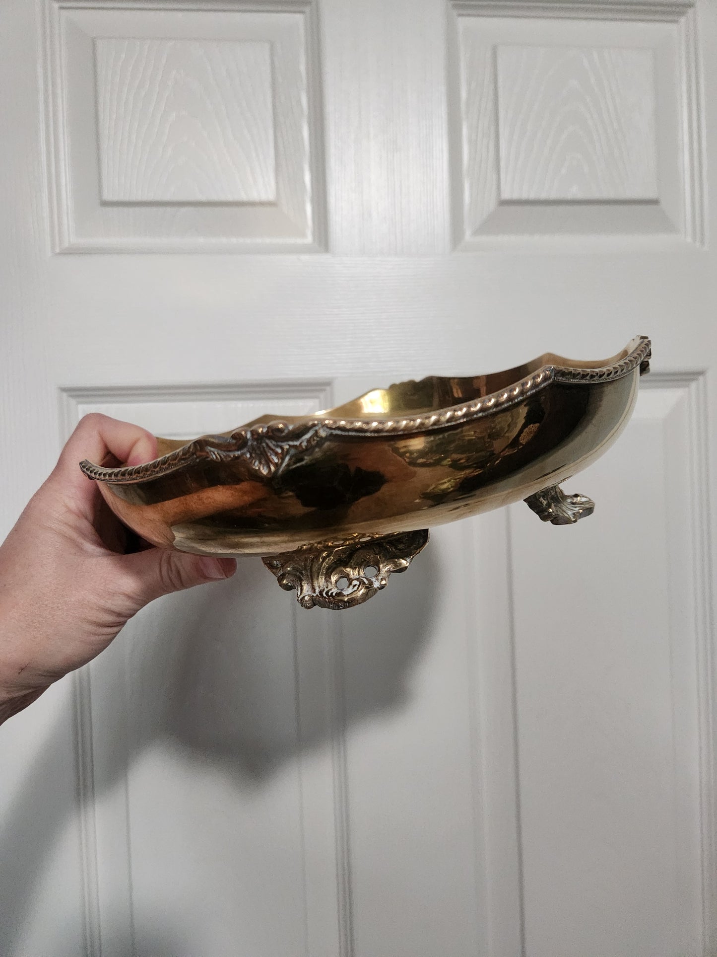 Footed Brass Bowl Vessel