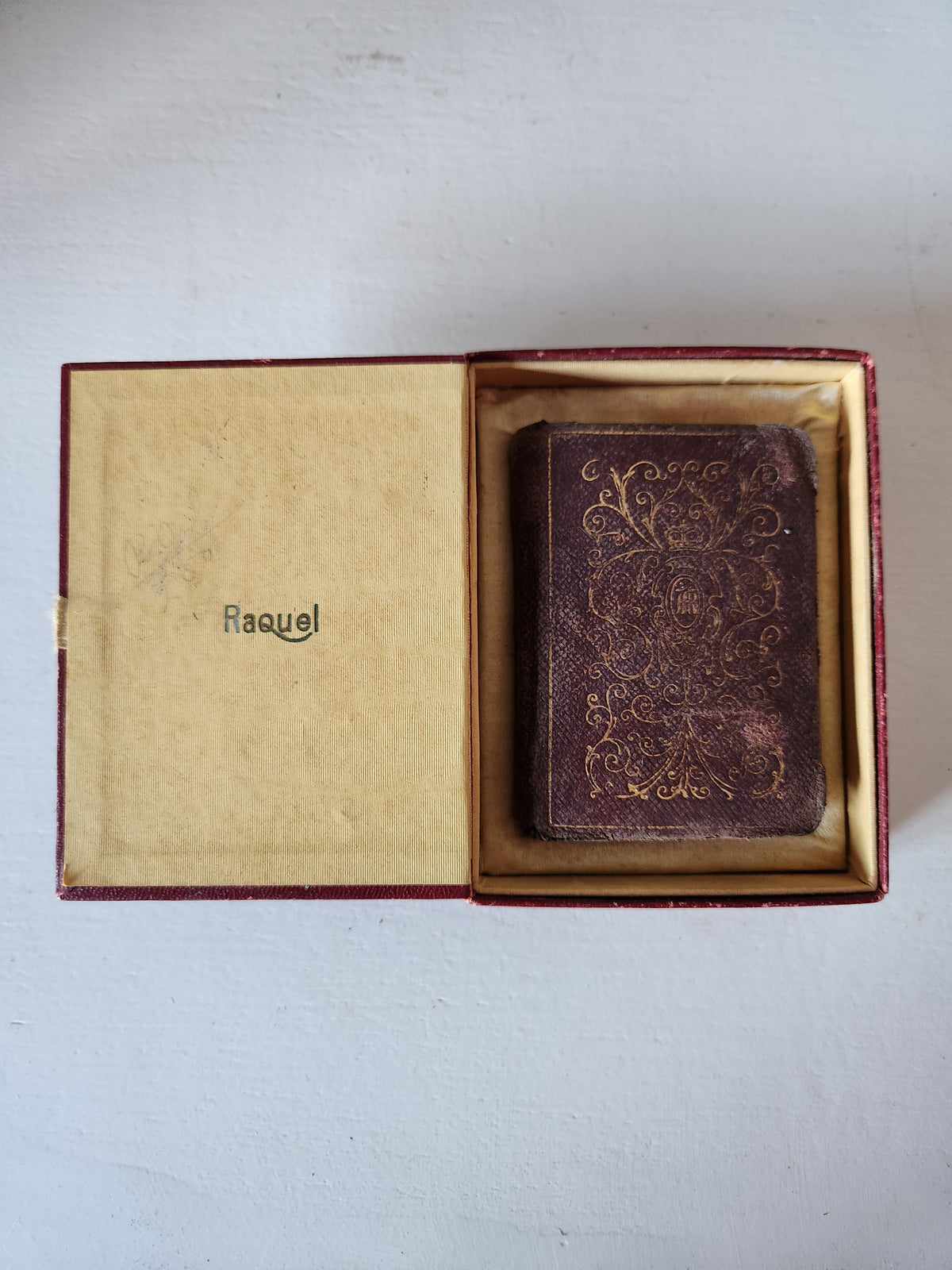 Antique Leather "Book" Powder Compact