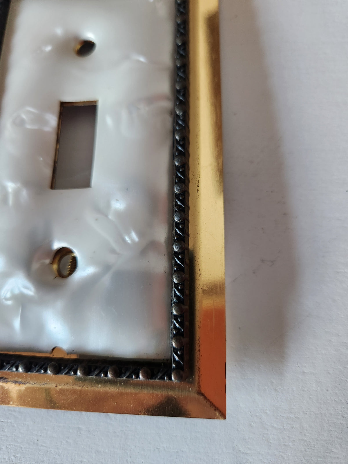 Faux Mother of Pearl and Brass Light Switch Plate