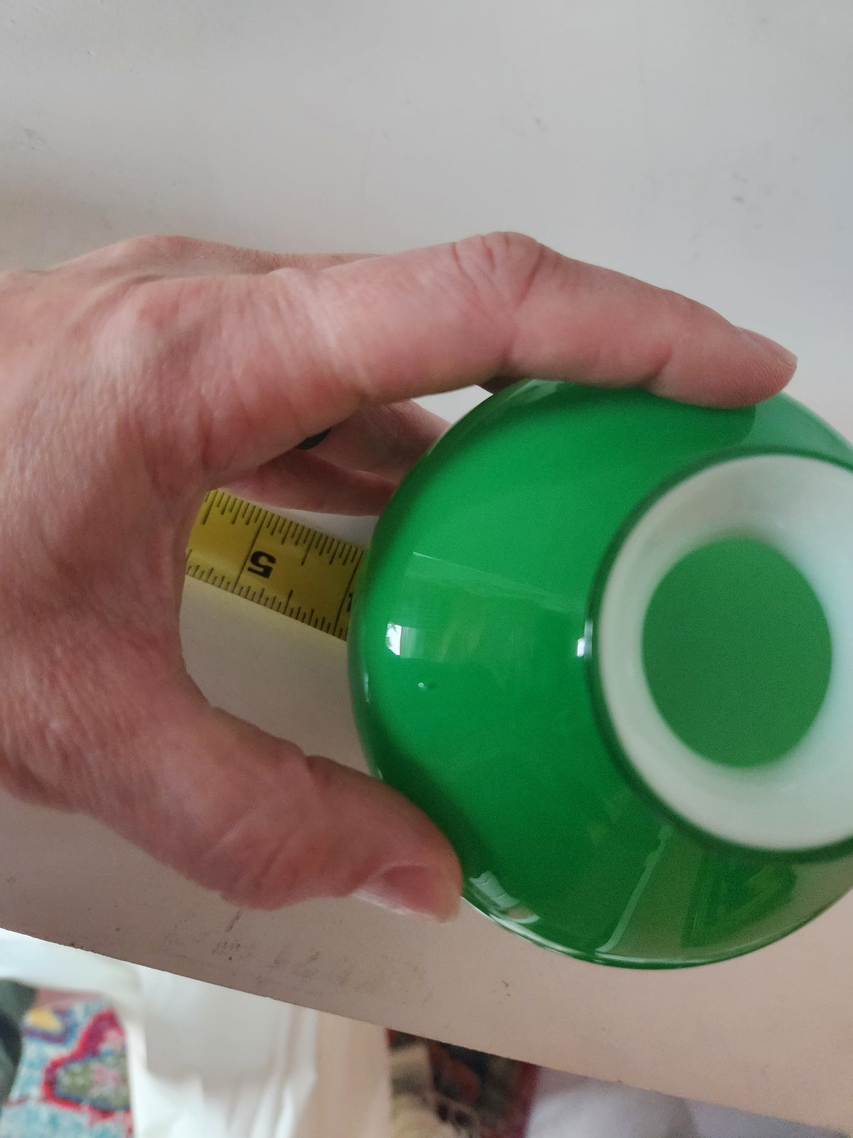 Vtg Green Vase with Milkglass coated interior