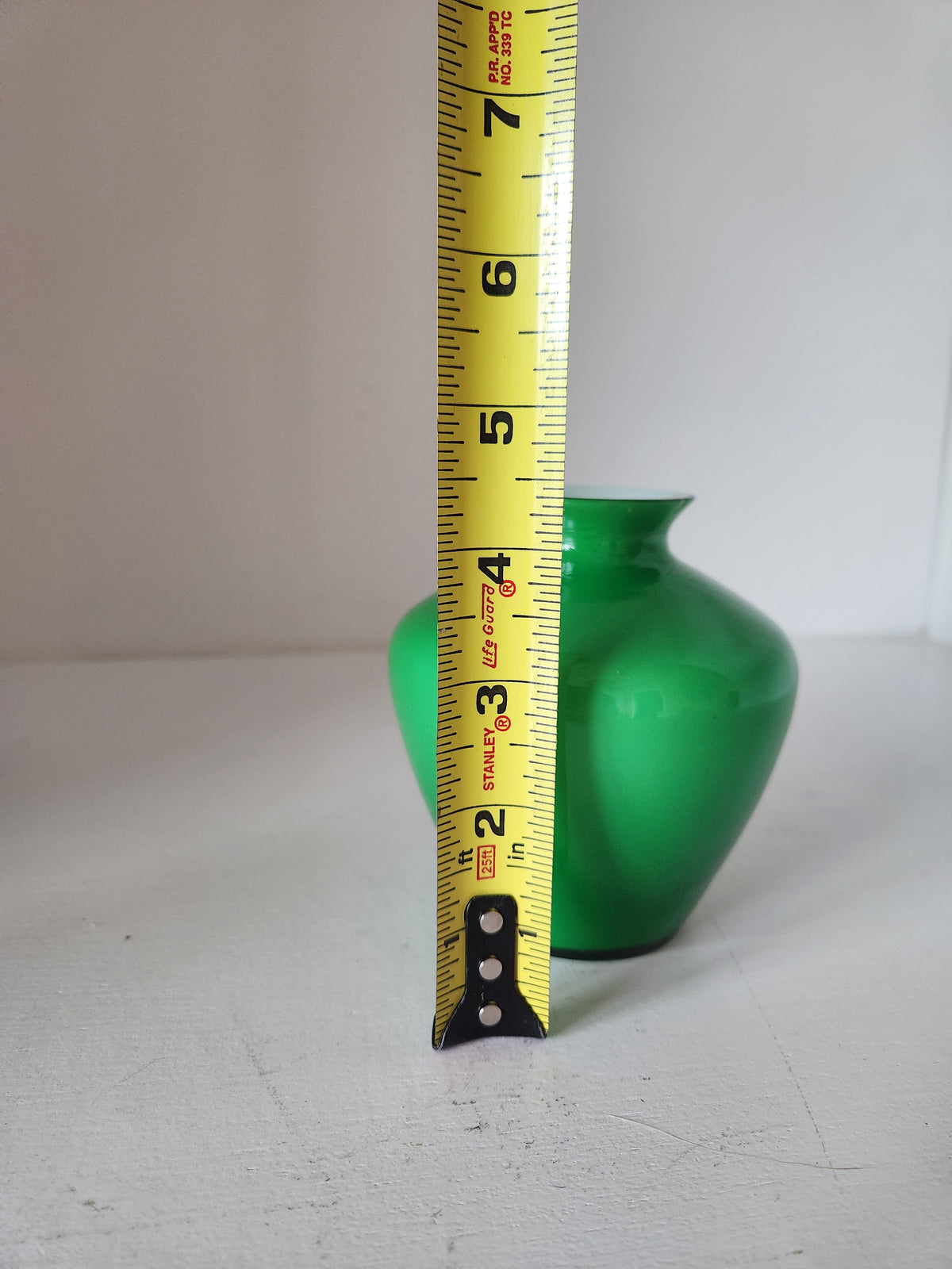 Vtg Green Vase with Milkglass coated interior