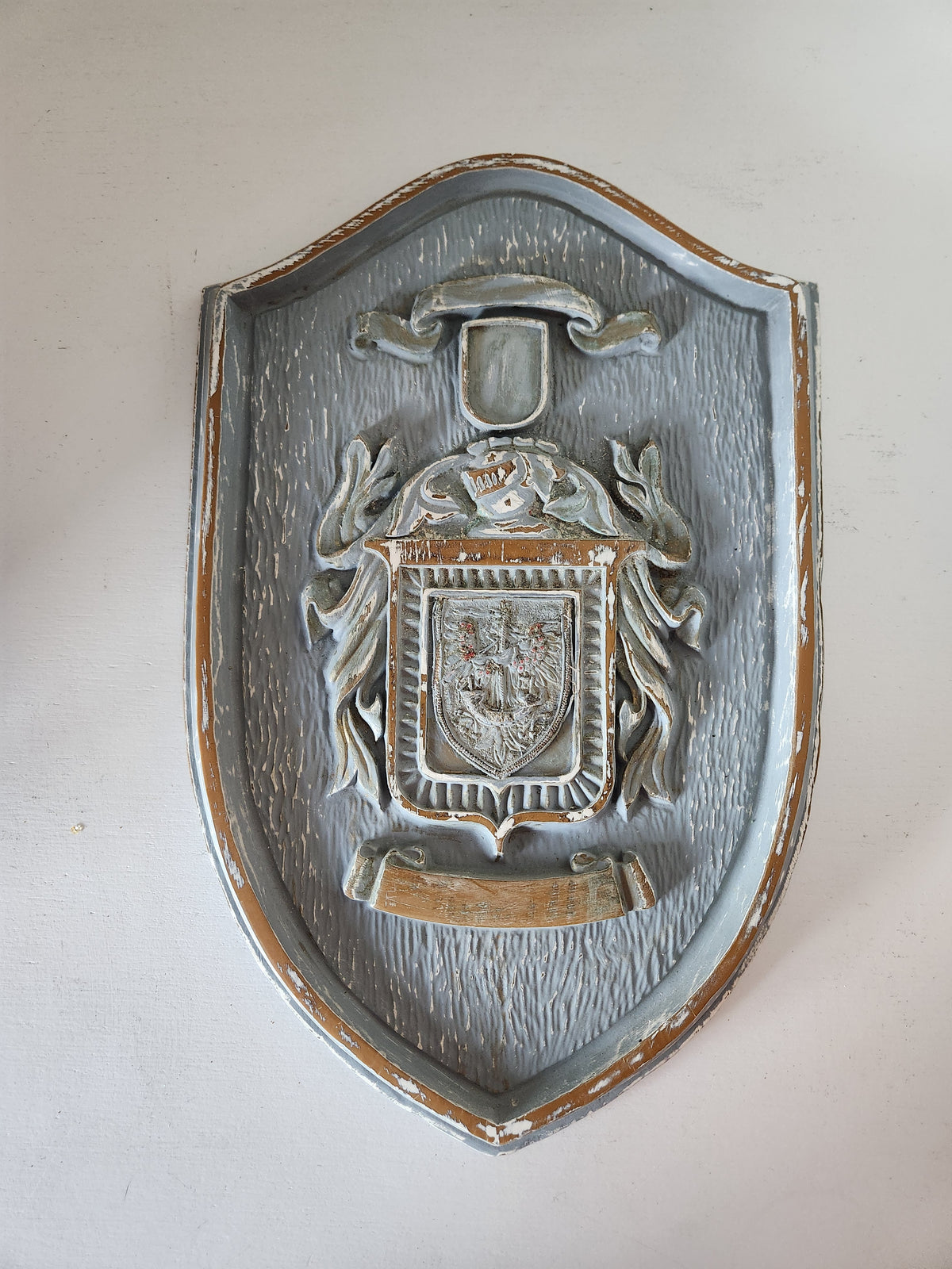 Vintage Coat-of-Arms Wooden Plaque