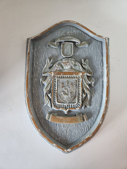 Vintage Coat-of-Arms Wooden Plaque