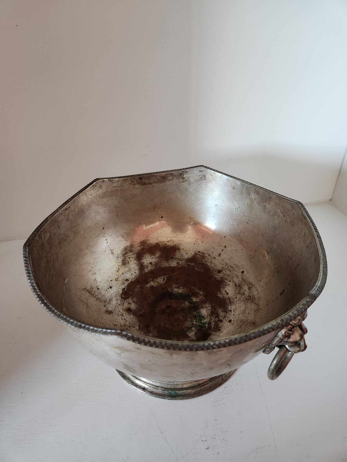 Silverplate Lion Head Champagne Bowl or Punch Bowl