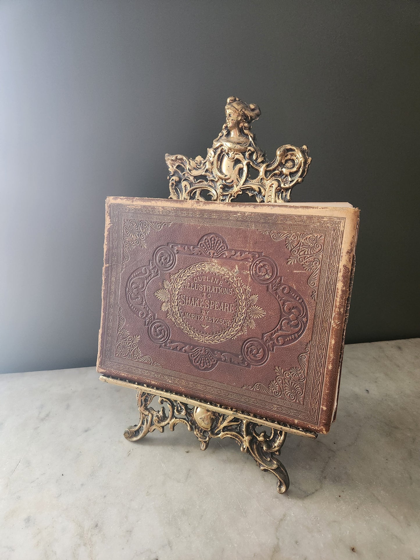 Large Ornate Brass Table Top Easel