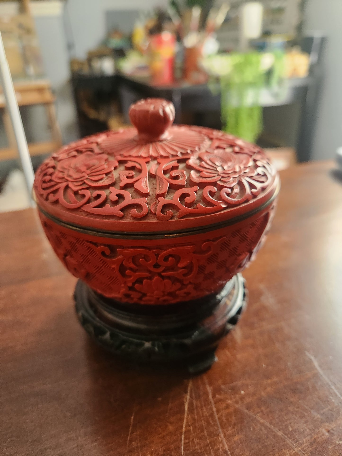 Cinnabar box and stand
