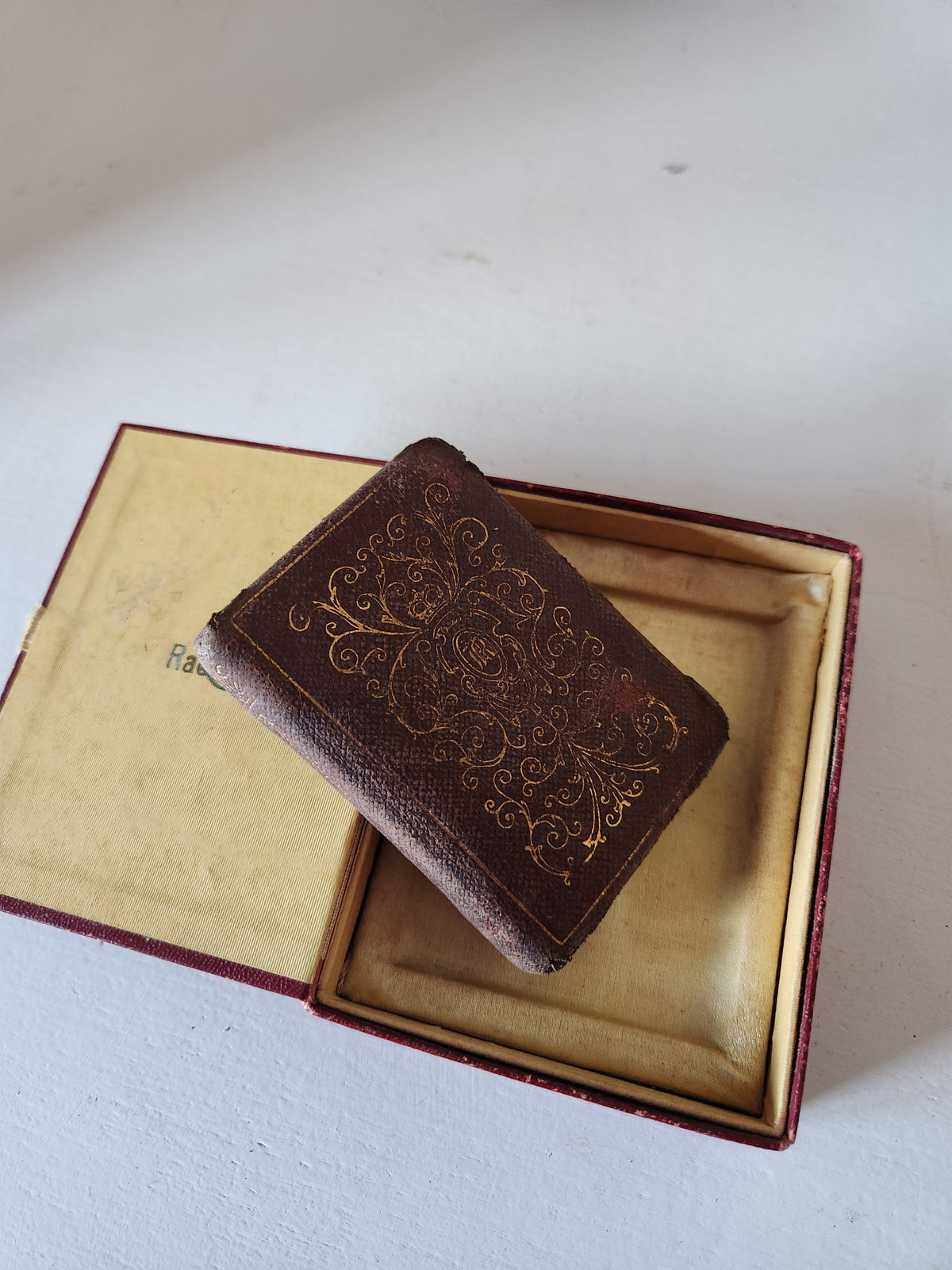 Antique Leather "Book" Powder Compact