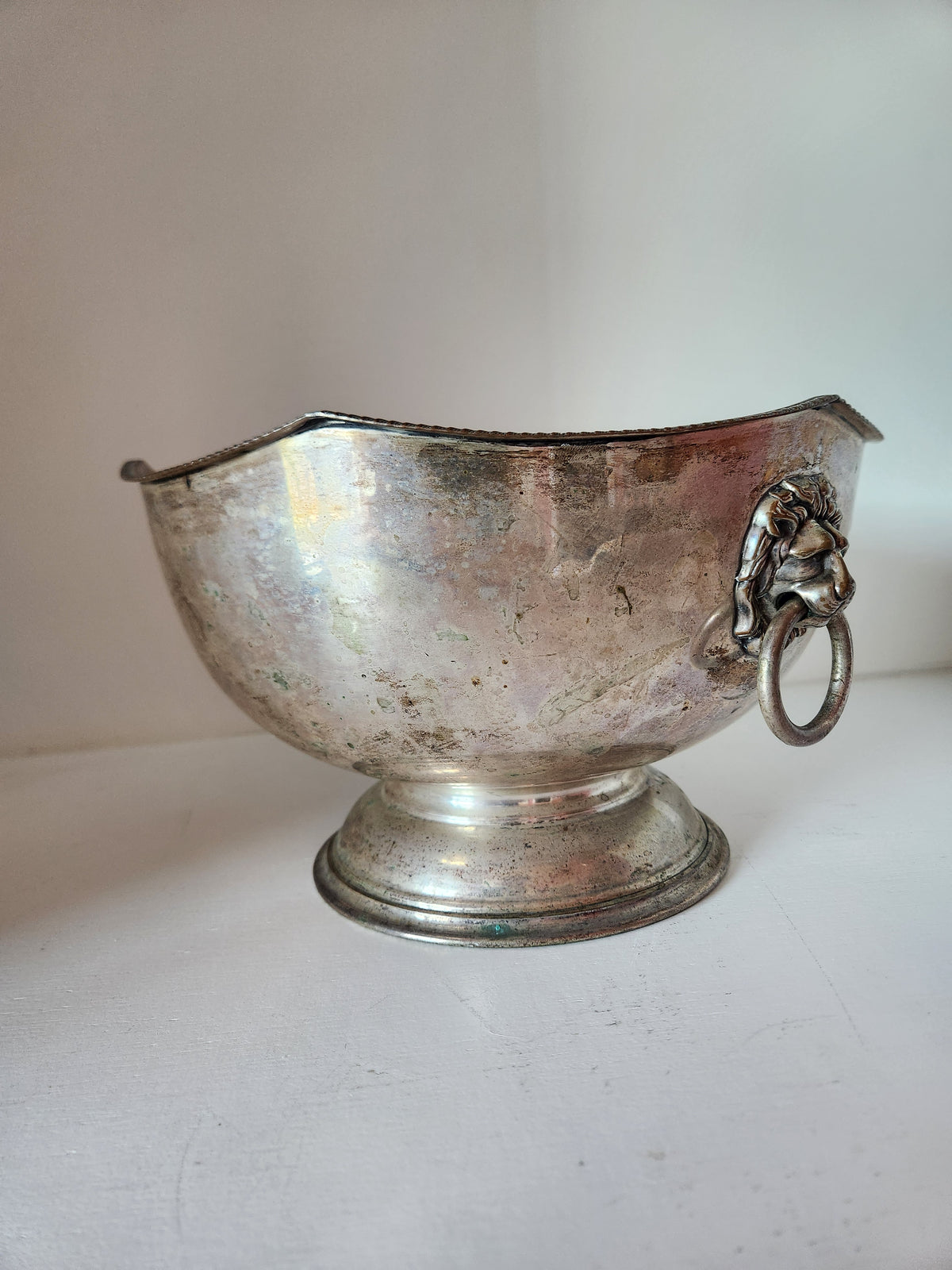 Silverplate Lion Head Champagne Bowl or Punch Bowl