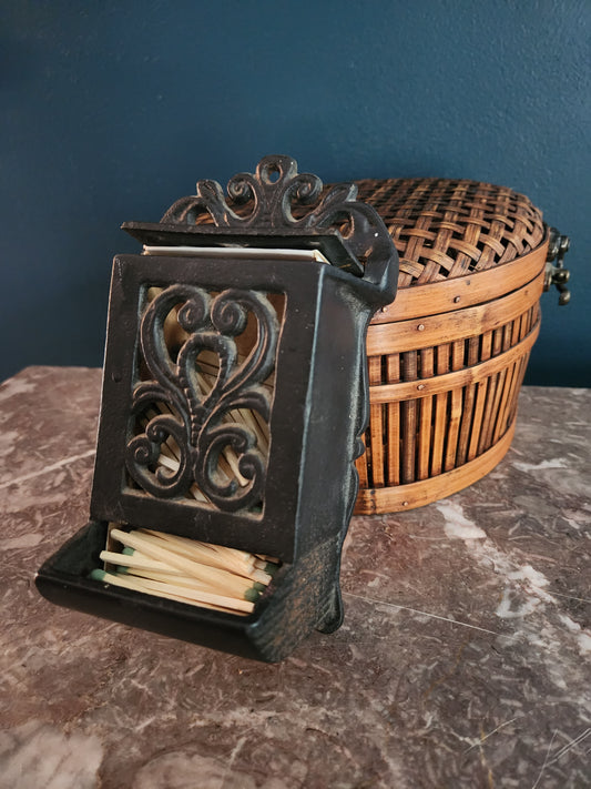 Antique Cast Iron Wall-Mount Match Holder