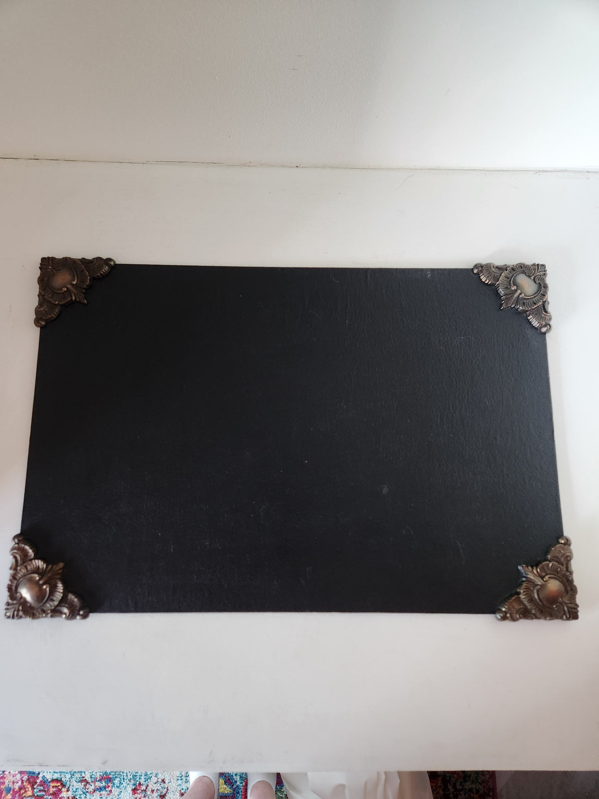 Vintage Leather and Brass Desk Blotter Pad